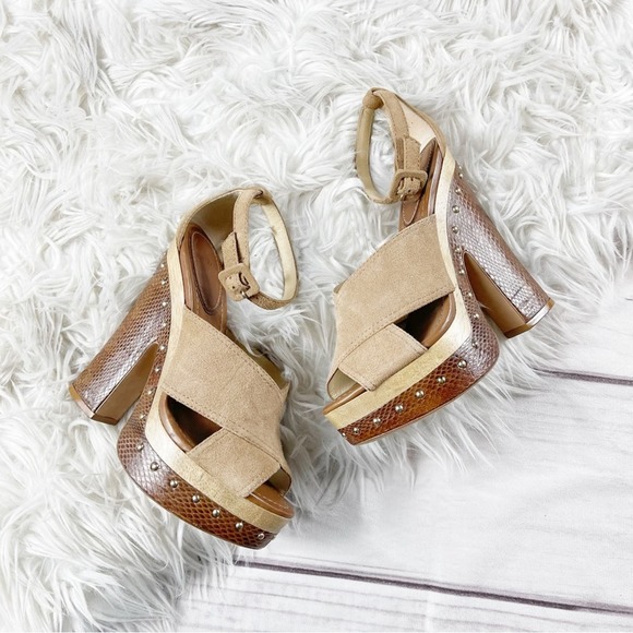 Alexandre Birman Shoes - Alexandre Birman Platform Clog Sandals Peggy Brown Suede & Snakeskin Size 38